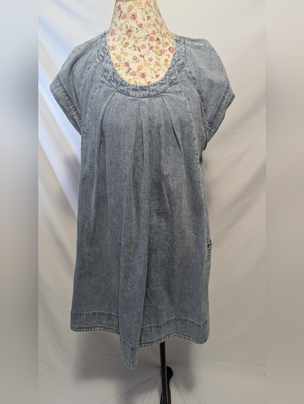 Free People Marcel Lakeside Denim Tunic Dress With Keyhole Back Medium NWT